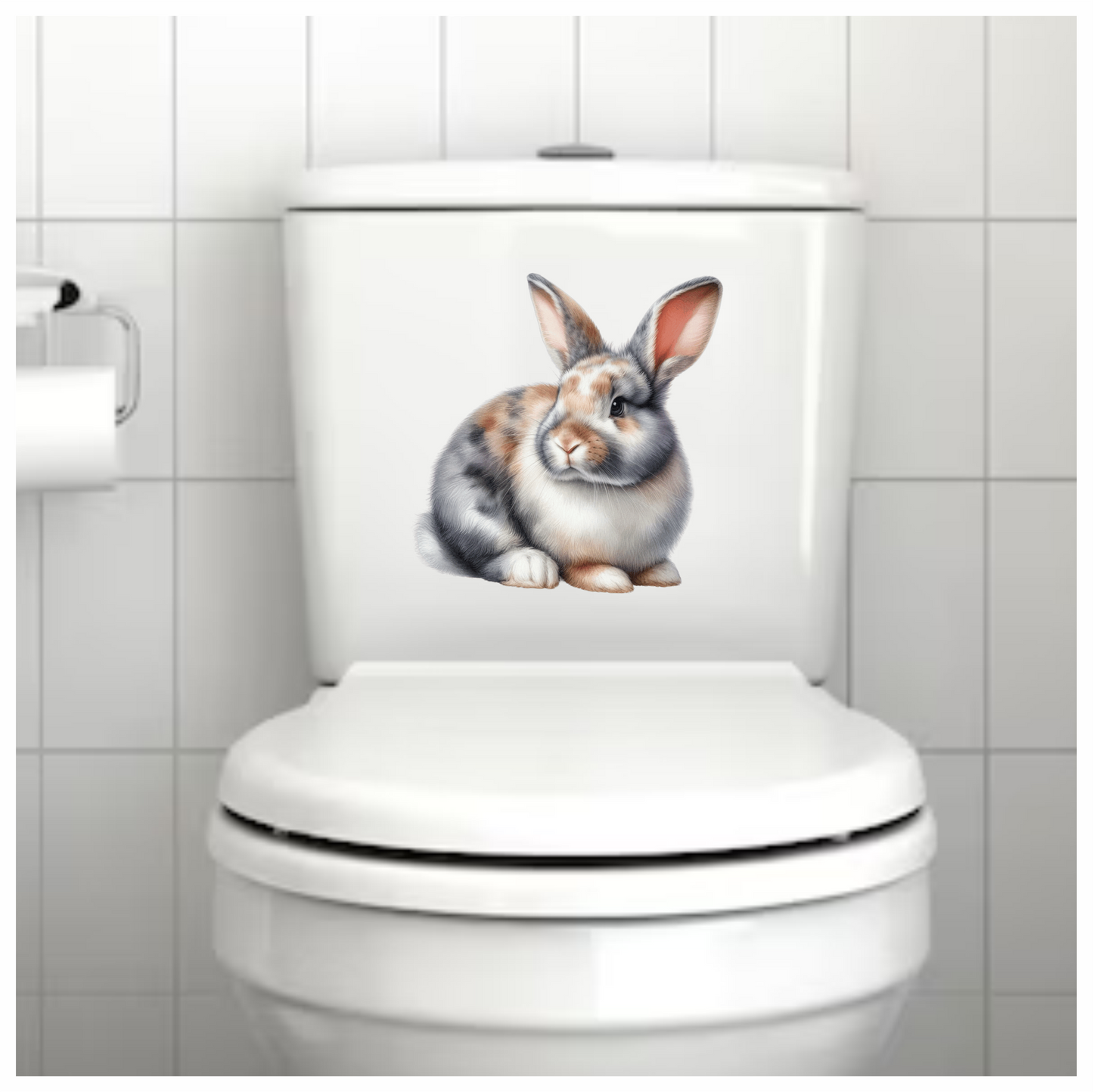 Rabbit Grey White Tan Vinyl Sticker Decal