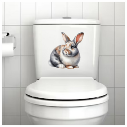 Rabbit Grey White Tan Vinyl Sticker Decal