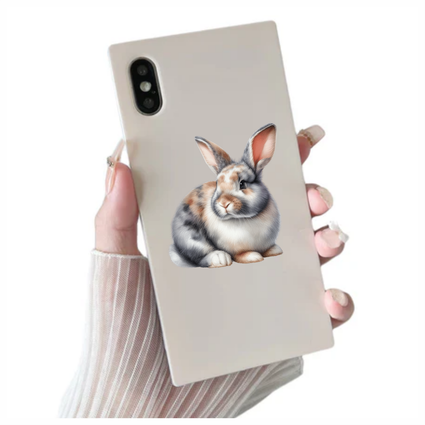 Rabbit Grey White Tan Vinyl Sticker Decal
