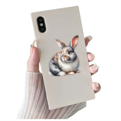 Rabbit Grey White Tan Vinyl Sticker Decal