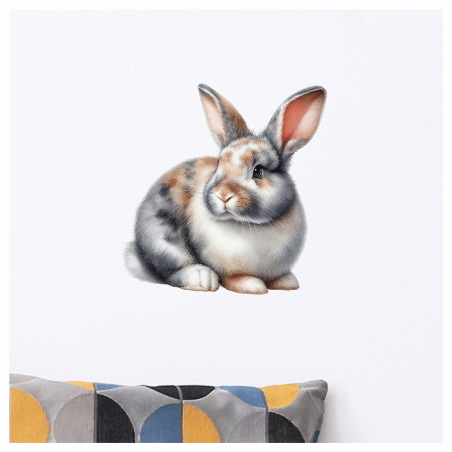 Rabbit Grey White Tan Vinyl Sticker Decal