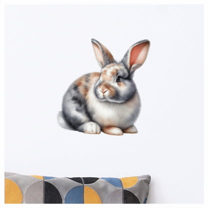 Rabbit Grey White Tan Vinyl Sticker Decal