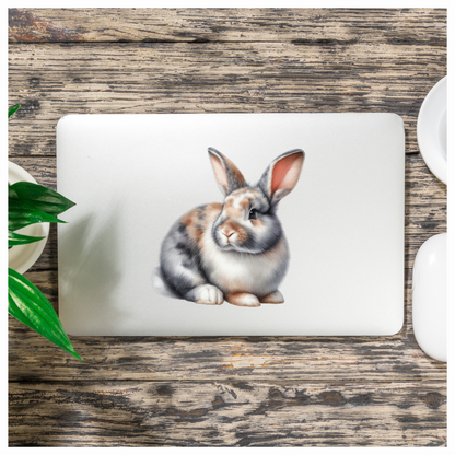 Rabbit Grey White Tan Vinyl Sticker Decal