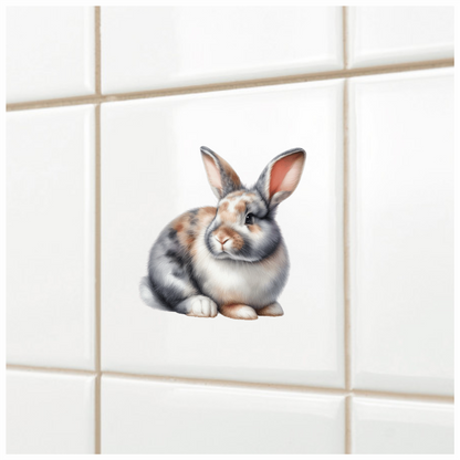 Rabbit Grey White Tan Vinyl Sticker Decal