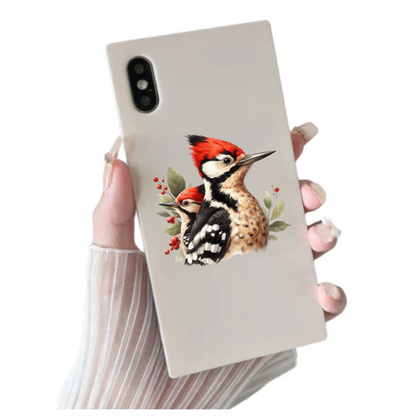Red Woodpecker Bird Leaves Berries Vinyl Sticker Decal