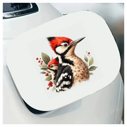 Red Woodpecker Bird Leaves Berries Vinyl Sticker Decal