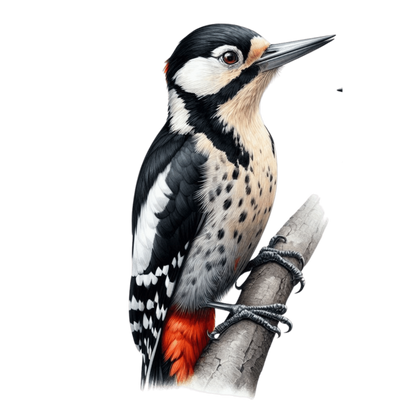 Black White Red Woodpecker Great Spotted Vinyl Sticker Decal