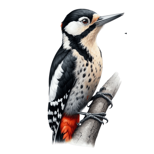 Black White Red Woodpecker Great Spotted Vinyl Sticker Decal