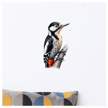 Black White Red Woodpecker Great Spotted Vinyl Sticker Decal