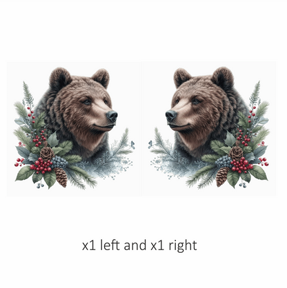 Brown Bear Pinecones Greenery Winter Vinyl Sticker Decal