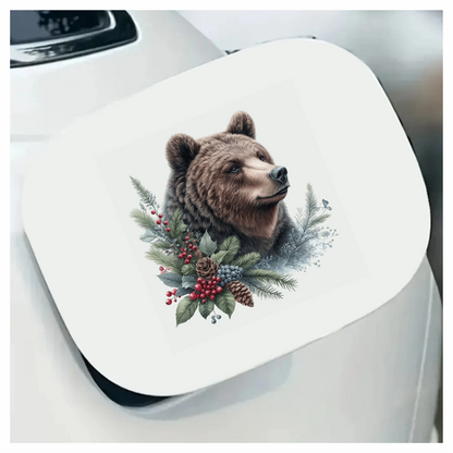 Brown Bear Pinecones Greenery Winter Vinyl Sticker Decal