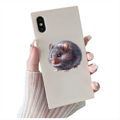 Grey Mouse Small Round Cute Vinyl Sticker Decal