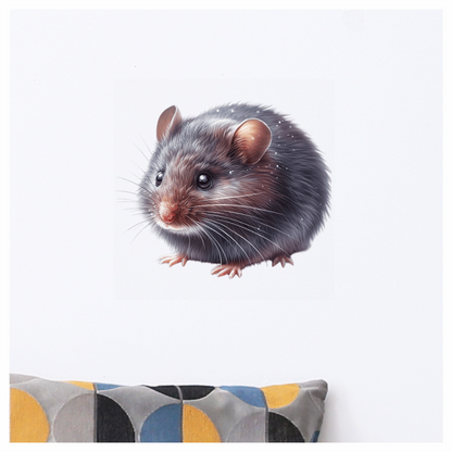 Grey Mouse Small Round Cute Vinyl Sticker Decal