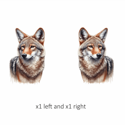 Brown Grey Coyote Realistic Portrait Vinyl Sticker Decal