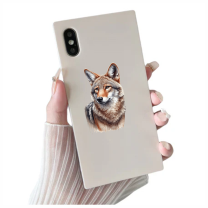Brown Grey Coyote Realistic Portrait Vinyl Sticker Decal