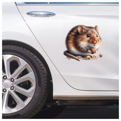 Brown Hamster Fluffy Seed Vinyl Sticker Decal