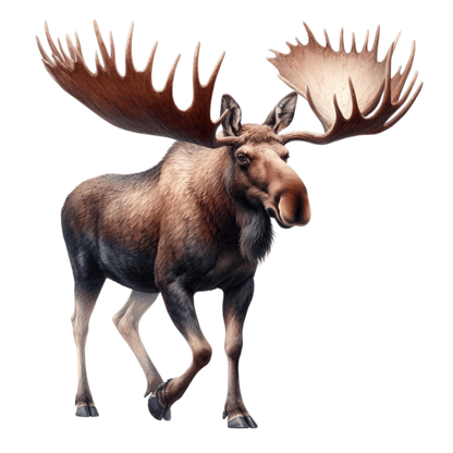Brown Moose Large Antlers Walking Vinyl Sticker Decal