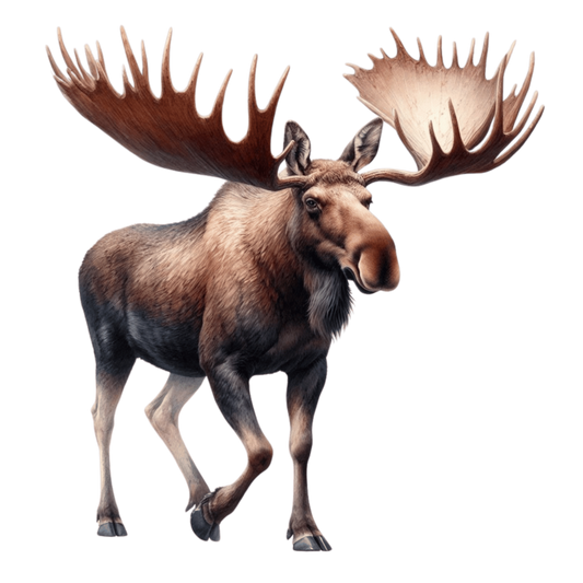 Brown Moose Large Antlers Walking Vinyl Sticker Decal