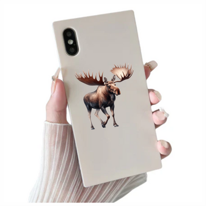 Brown Moose Large Antlers Walking Vinyl Sticker Decal
