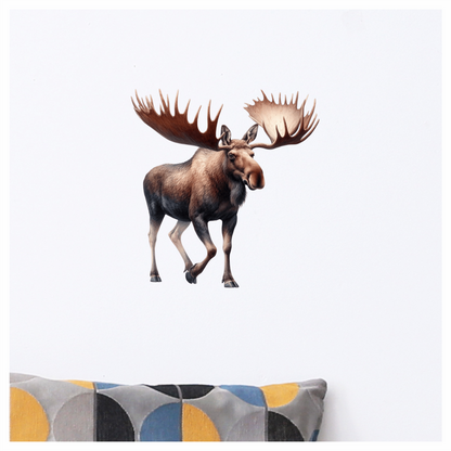 Brown Moose Large Antlers Walking Vinyl Sticker Decal