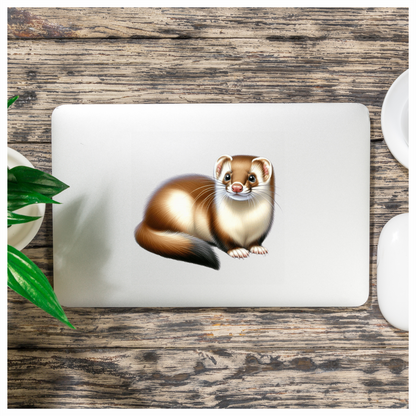 Brown Ferret Cartoon Animal Drawing Vinyl Sticker Decal
