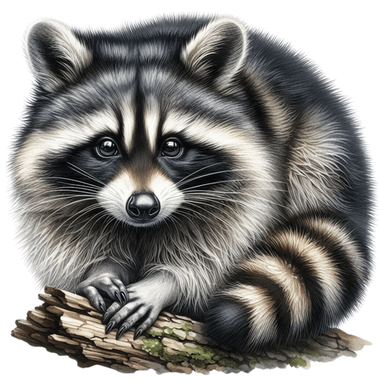 Raccoon Black Fur Wood Vinyl Sticker Decal