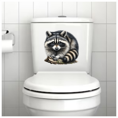 Raccoon Black Fur Wood Vinyl Sticker Decal