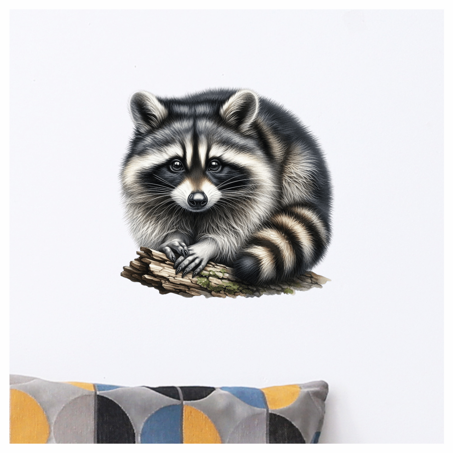 Raccoon Black Fur Wood Vinyl Sticker Decal