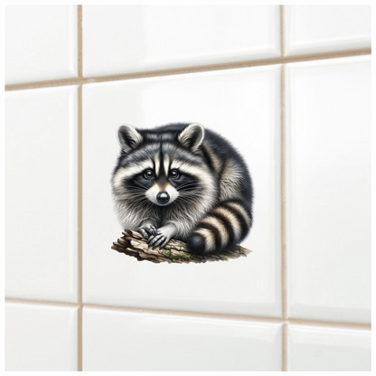 Raccoon Black Fur Wood Vinyl Sticker Decal