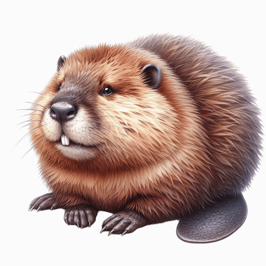 Beaver Brown Fur Big Teeth Tail Vinyl Sticker Decal