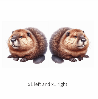 Beaver Brown Fur Big Teeth Tail Vinyl Sticker Decal