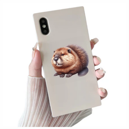 Beaver Brown Fur Big Teeth Tail Vinyl Sticker Decal