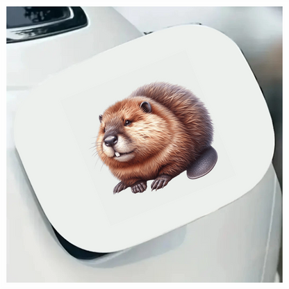 Beaver Brown Fur Big Teeth Tail Vinyl Sticker Decal