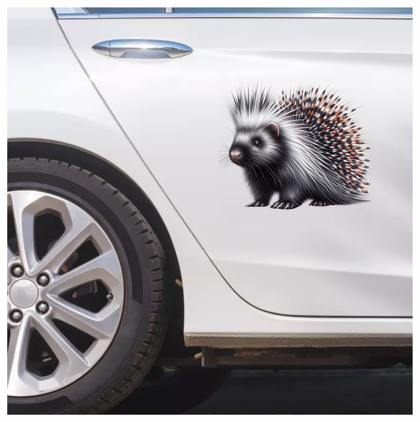 Porcupine White Spikes Animal Vinyl Sticker Decal