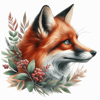 Fox Red Leaves Green Forest Vinyl Sticker Decal