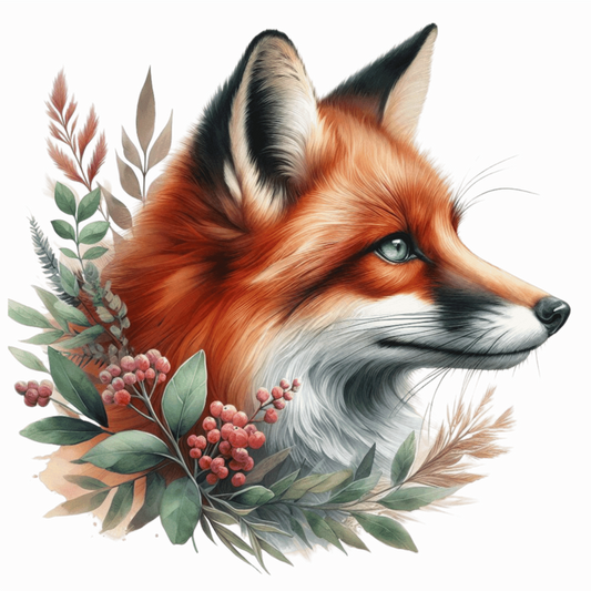 Fox Red Leaves Green Forest Vinyl Sticker Decal