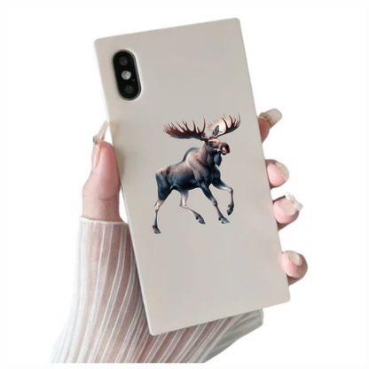 Moose Brown Forest Animal Running Vinyl Sticker Decal