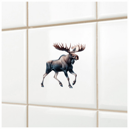 Moose Brown Forest Animal Running Vinyl Sticker Decal