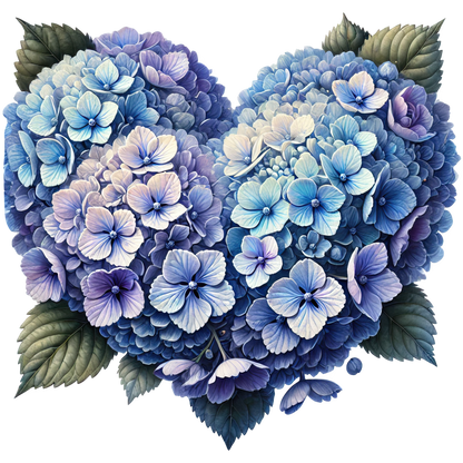 Blue Flowers Heart Leaves Vinyl Sticker Decal