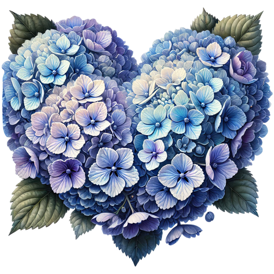 Blue Flowers Heart Leaves Vinyl Sticker Decal