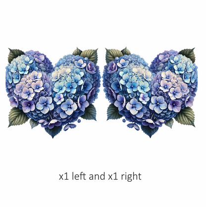 Blue Flowers Heart Leaves Vinyl Sticker Decal