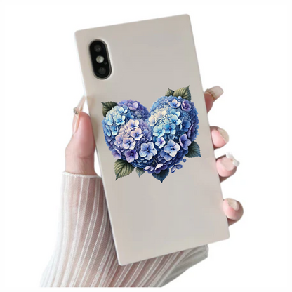 Blue Flowers Heart Leaves Vinyl Sticker Decal