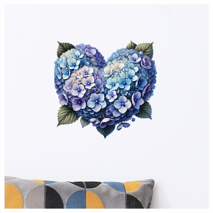 Blue Flowers Heart Leaves Vinyl Sticker Decal