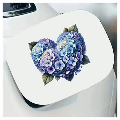 Blue Flowers Heart Leaves Vinyl Sticker Decal