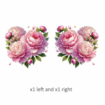 Pink Flowers Green Leaves Vinyl Sticker Decal