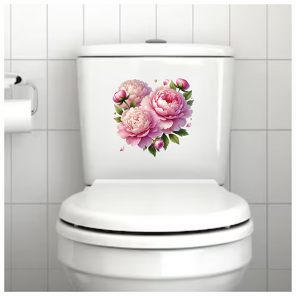 Pink Flowers Green Leaves Vinyl Sticker Decal