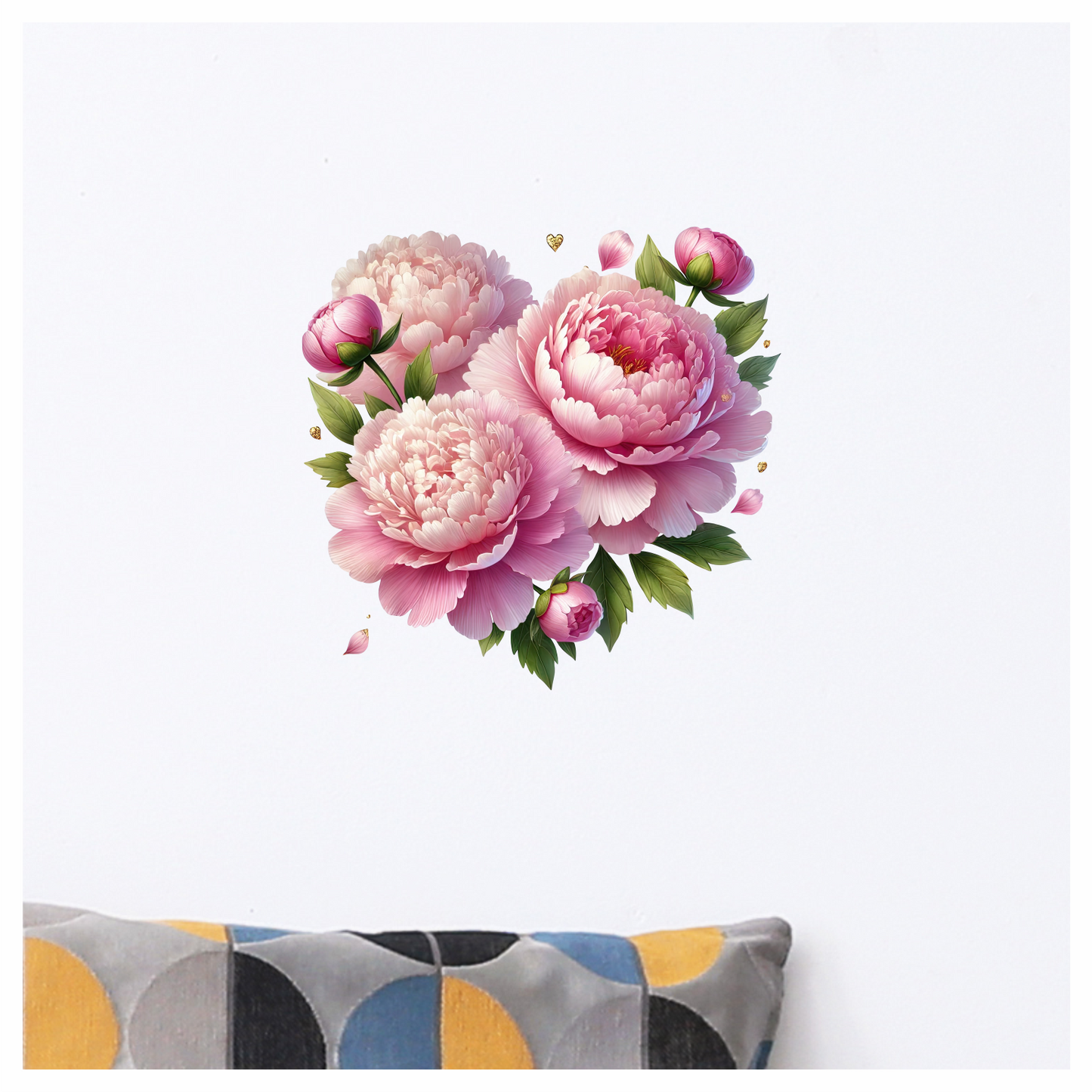 Pink Flowers Green Leaves Vinyl Sticker Decal
