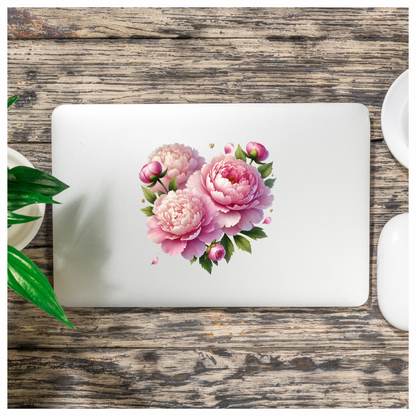 Pink Flowers Green Leaves Vinyl Sticker Decal