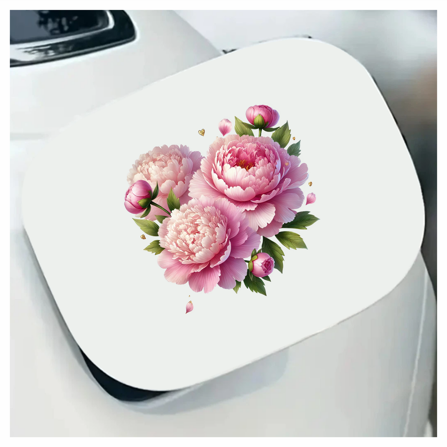 Pink Flowers Green Leaves Vinyl Sticker Decal