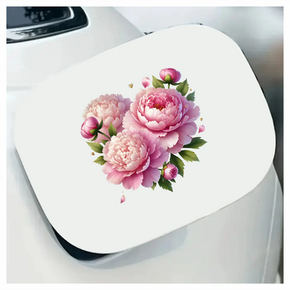 Pink Flowers Green Leaves Vinyl Sticker Decal